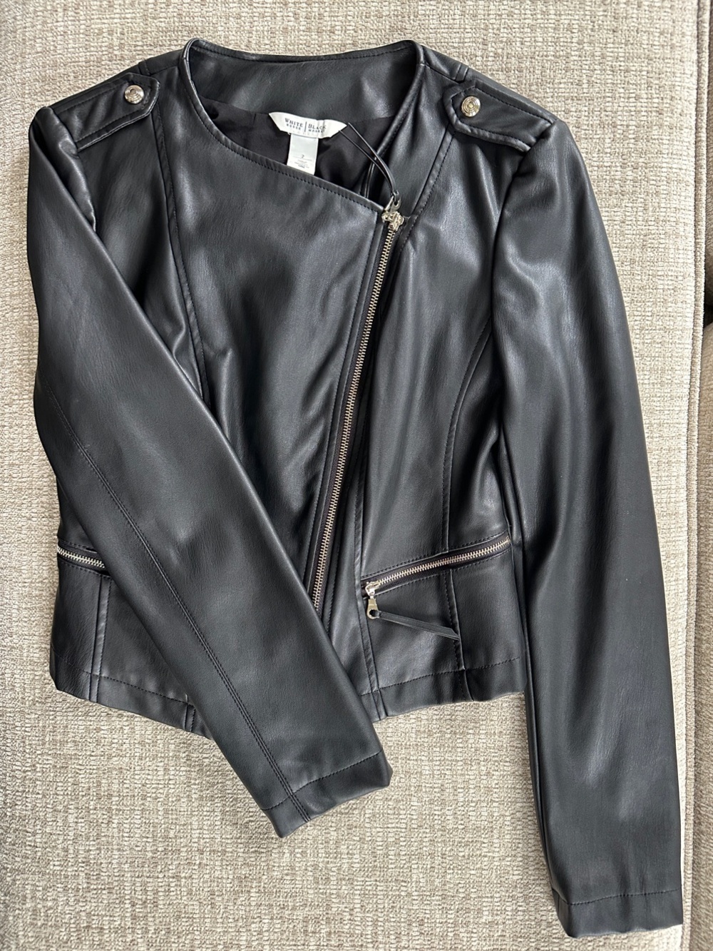 WHBM Black Faux Leather Jacket